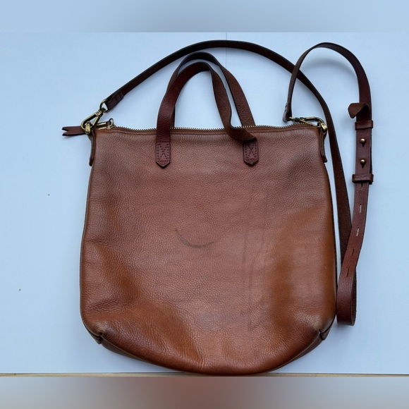 Madewell Leather Zip Top Transport Crossbody Tote – Brown - Picture 12 of 13
